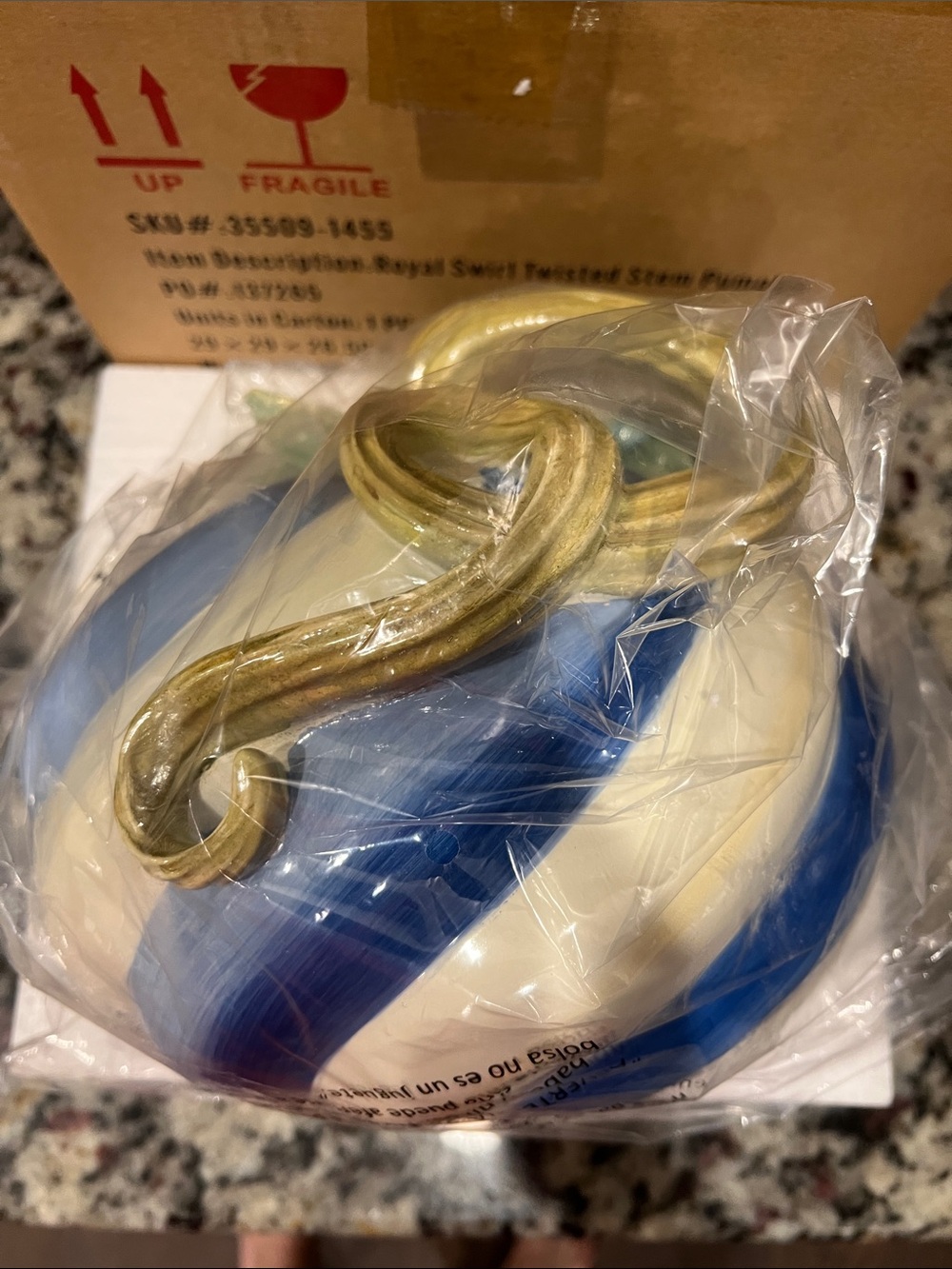 MACKENZIE-CHILDS Royal Swirl Twisted-Stem Pumpkin. New in Box. - Picture 5 of 12